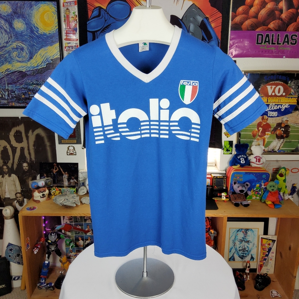 Italia Festa Augusta Adult Spell Out Futbol Style Jersey T Shirt